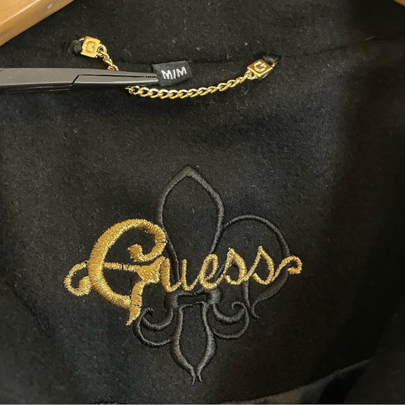 GUESS Coat Wool Blend Women Black Rounded Collar Size Medium Car‎ Coat Feminine - Picture 3 of 13